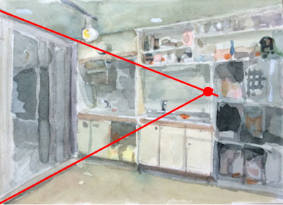 遠近法 二点透視図法の壁 スケッチブックに消失点が取れない場合 坂元忠夫の絵画教室
